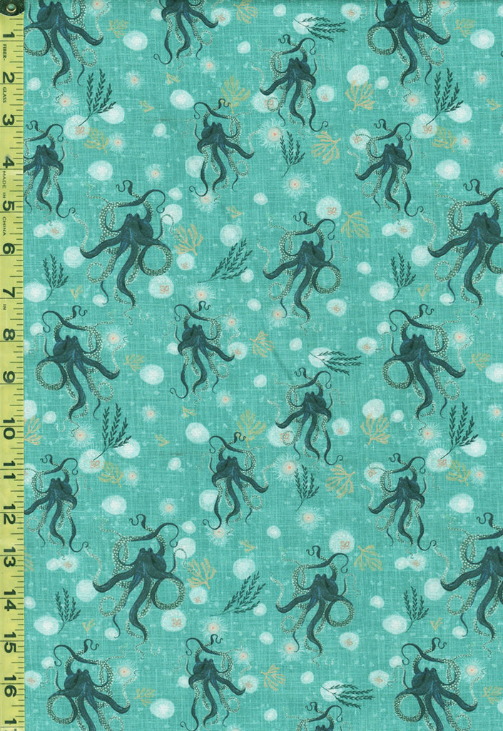 *Tropical - Whale Tales - Octopus & Seaweed - WT-52100D-3 - Sea Green