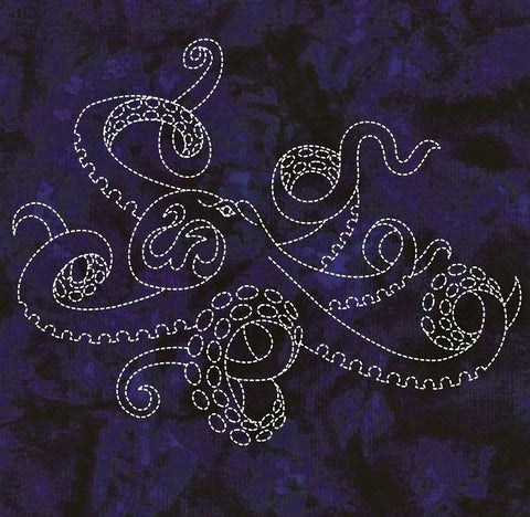 Sashiko - Pre-printed Sea Life Panel - Tako (Octopus) - Indigo