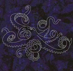 Sashiko - Pre-printed Sea Life Panel - Tako (Octopus) - Indigo