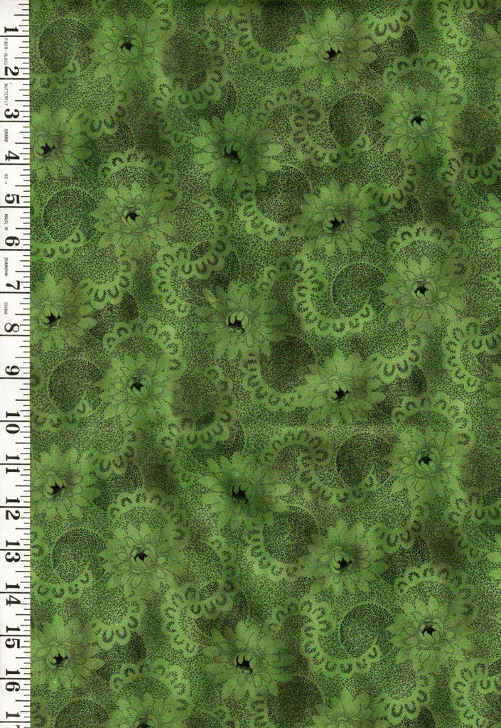 *Asian - Origins Tonal Peonies - Green - Last 1 2/3 yard