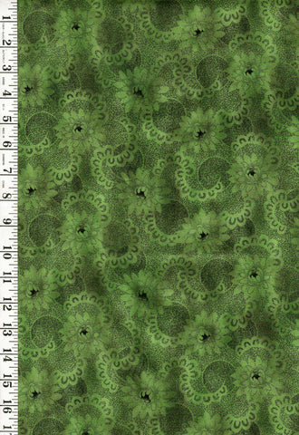 *Asian - Origins Tonal Peonies - Green - Last 1 2/3 yard
