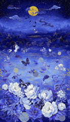 *Asian - Moonlight Collection - Butterflies, Cranes & Peonies - LOTUS-CM3980 - 24" PANEL