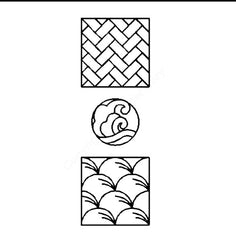 Sashiko Stencil - PC1060 - 5" Mini Paving Stones, Rising Wave & Sea Grass - ON SALE - 40% OFF - Last One