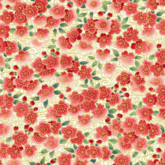 *Asian - TSURU Small Cherry Blossoms & River Swirls - TSUR-5261-R - Red