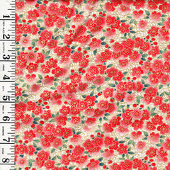 *Asian - TSURU Small Cherry Blossoms & River Swirls - TSUR-5261-R - Red