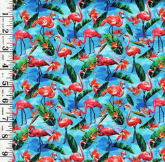 *Tropical - Fabulous Flamingos - Small Flamingos & Bird of Paradise - 120-8921 - Blue