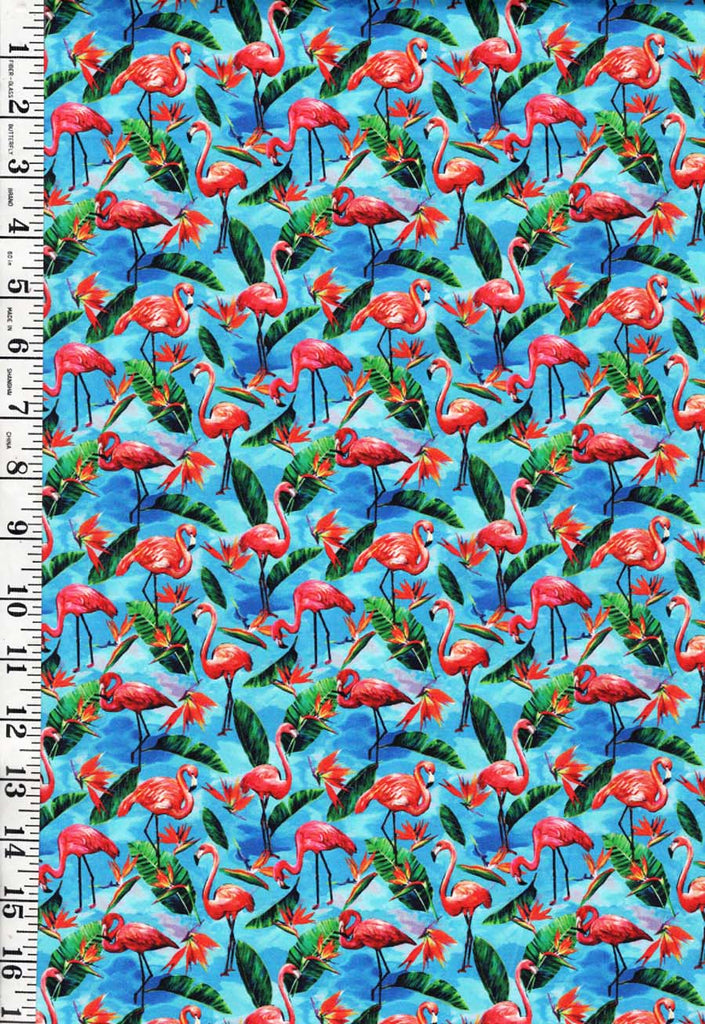 *Tropical - Fabulous Flamingos - Small Flamingos & Bird of Paradise - 120-8921 - Blue