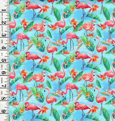 *Tropical - Fabulous Flamingos - Small Flamingos & Bird of Paradise - 120-8922- Light Aqua Blue