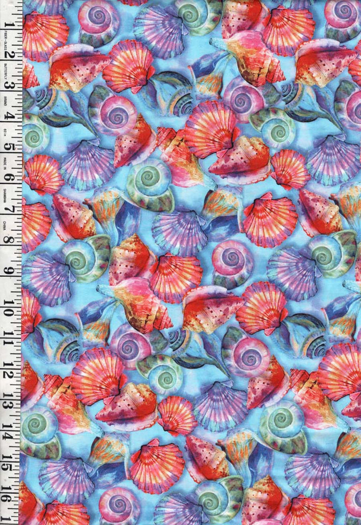 *Tropical - Fabulous Flamingos - Colorful Seashells - 120-8941 - Aqua