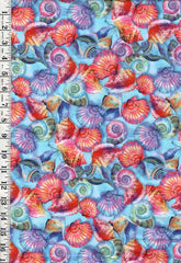 *Tropical - Fabulous Flamingos - Colorful Seashells - 120-8941 - Aqua