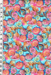 *Tropical - Fabulous Flamingos - Colorful Seashells - 120-8943 - Bright Aqua & Blue