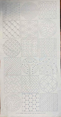 Sashiko Pre-printed Panel - Crests & Japanese Motif Blocks - Z-106-C - Ecru