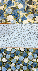 Kona Bay - Pretty Peonies & River Swirls, Dragonflies, Compact Peonies - 3 pieces - 1/3 yard each (12" x 44") - Blues