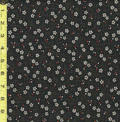 Japanese Sevenberry - Kasuri Collection - Tiny Floating Cherry Blossoms with Red Petals - SB-88227D2-7 - Black