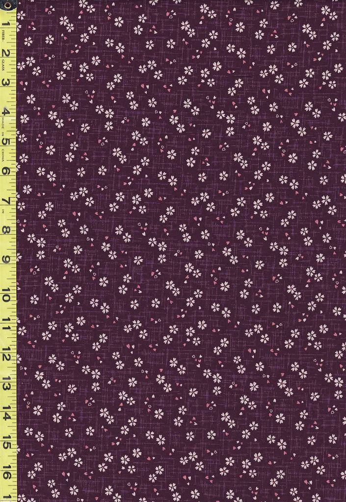 Japanese Sevenberry - Kasuri Collection - Tiny Floating Cherry Blossoms with Pink Petals - SB-88227D2-4 - Purple