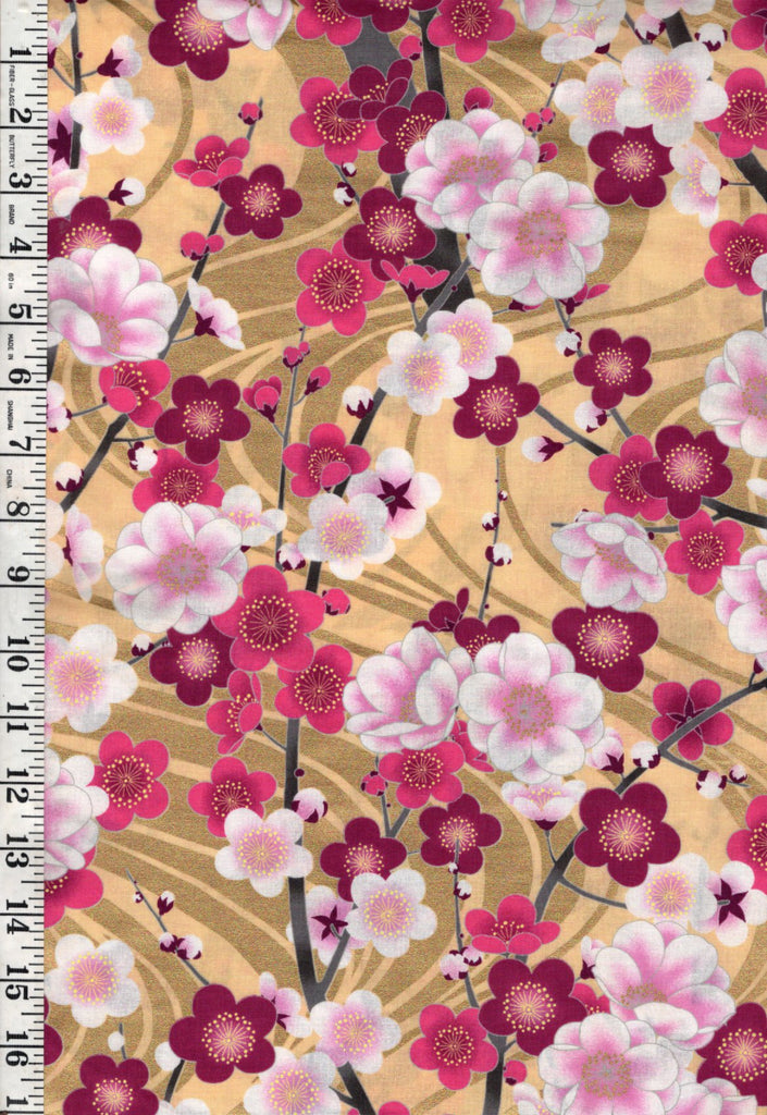*Japanese - Naka Springtime Ume (Plum Blossoms) - N-1500-1B - Pink & Fuchsia - By the Half Yard