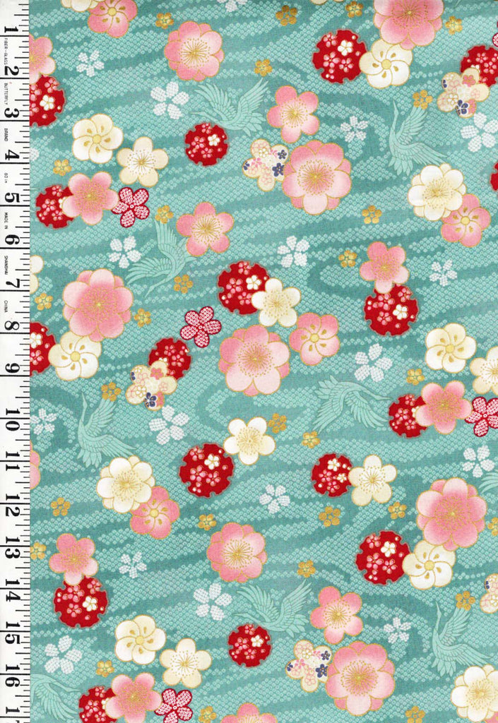 *Quilt Gate - Blossom Collection - Aqua - 2 Piece Bundle - 27" each (54" - 1 1/2 yards total) - One Only