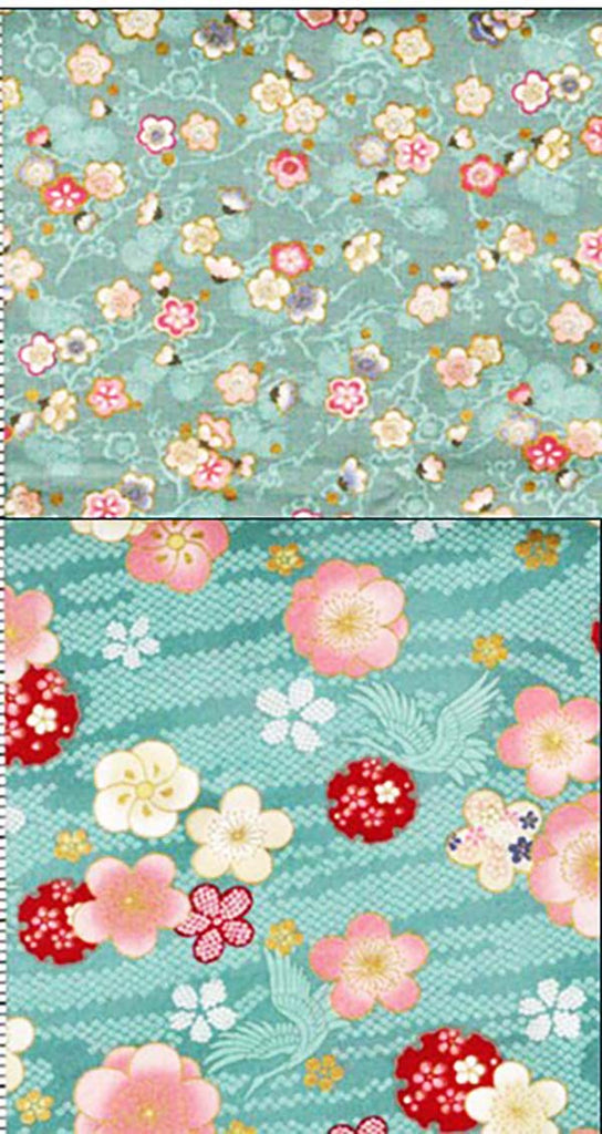 Quilt Gate - Blossom Collection - Aqua - 2 Piece Bundle - 27" each (1 1/2 yards total) - One Only
