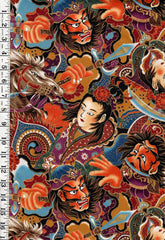 Asian - Quilt Gate - Compact Samurai, Horses & Princess - HR3910-12 - Multi-Colors - Last 1 yard