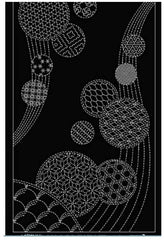 Sashiko Pre-printed Panel - Wagara WINDCHIMES - HF1119-11BL - Black