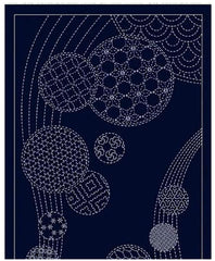 Sashiko Pre-printed Panel - Wagara WINDCHIMES - HF1119-11A - Navy