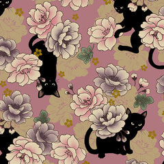 *Quilt Gate - Neko Mini Cats & Peonies - HR3450-11B - ROSEY PINK