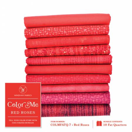 Fat Quarter Color Pack - COLOR ME - RED ROSES - 10 Fat Quarter Bundle
