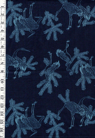 *Asian - Japanese Cranes & Pine Branches - Dark Navy - Last 35