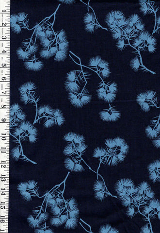 *Asian - Japanese Pine Branches - Dark Navy - Last 1 3/8 yards