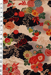 *Japanese - Robert Kaufman - Floral Clouds & Floating Blossoms - Sakura # 4654 - Tan
