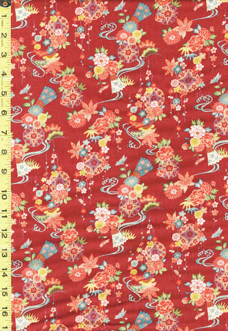 *Japanese - Sevenberry Kiku - Floating Floral Medallions & River Swirls - SB-850400D1-2 - RED
