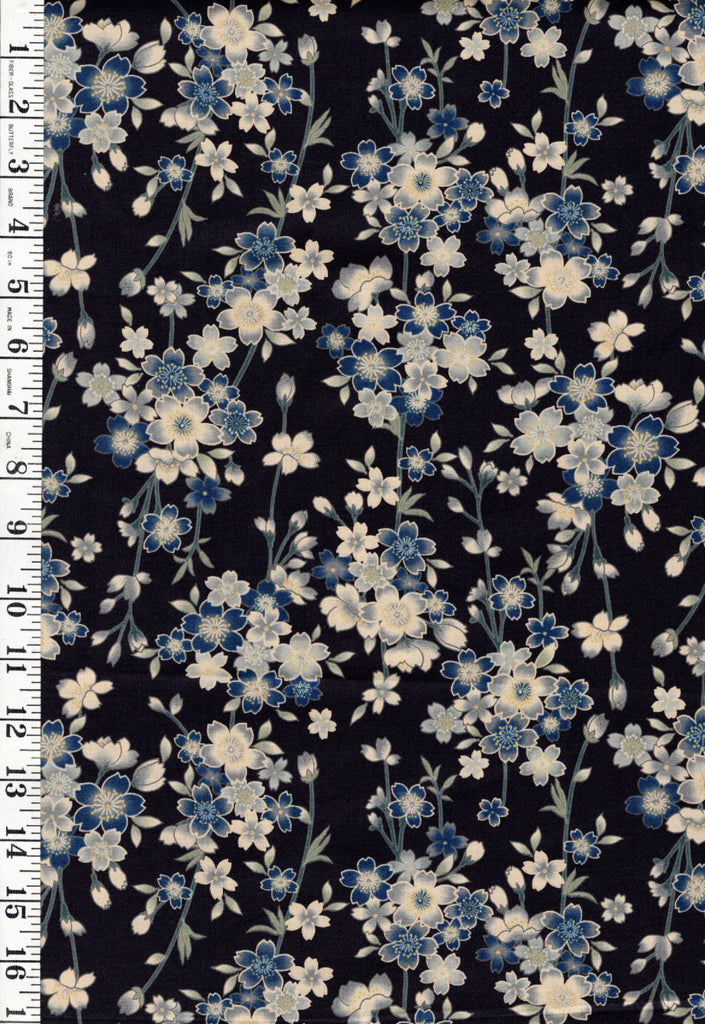 *Japanese Sevenberry - Cherry Blossom Clusters - SB-850560-D1-1 - Indigo - By the Half Yard