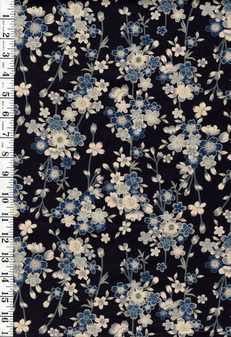 *Japanese Sevenberry - Cherry Blossom Clusters - SB-850560-D1-1 - Indigo - By the Half Yard