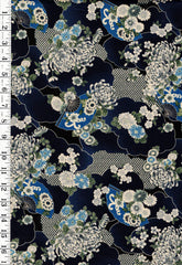 *Japanese Sevenberry - Floral Fans, Mums, Clouds & Shibori Motif - SB-850561-D1-1 - Indigo - By the Half Yard