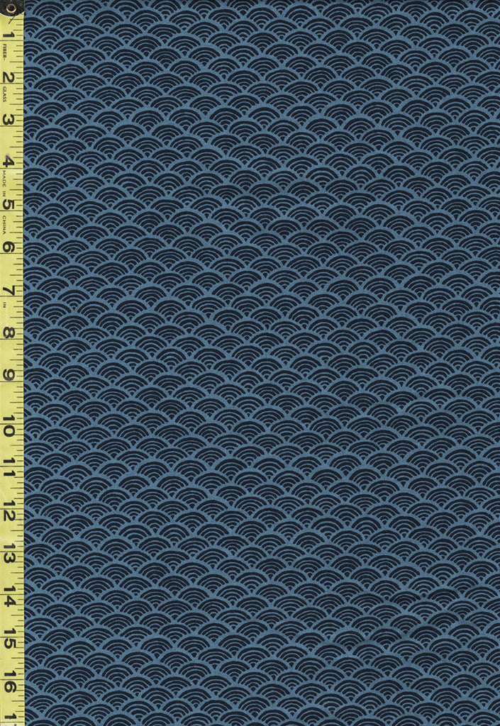 Japanese - Sevenberry Kasuri Collection - Small Two-Color Wave (Seigaiha) - SB-88220D1-4 - Indigo & Blue - Last 2 1/4 Yards