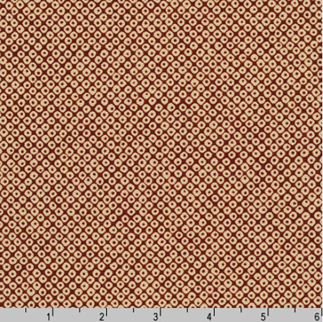 Japanese - Sevenberry Kasuri Collection - Kanoko - SMALL Faux-Shibori Dot Motif - SB-88222D9-5 - Dark Brick Red & Tan