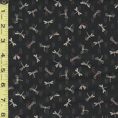 Japanese - Sevenberry Dragonflies & Chevrons - SB-88227D3-5 - Black - Last 2 1/8 yards
