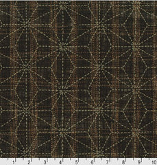 SALE - Japanese - Sevenberry Nara Homespun - Asanoha on Stripes - SB-88500D2-5 - Espresso - SAVE 30% - Last 2 1/2 yards