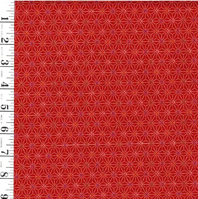 SALE - Japanese - Sevenberry Small Asanoha with Colorful Centers - SB-88227D1-4 - Brick Red - SAVE 20% - By the Yard
