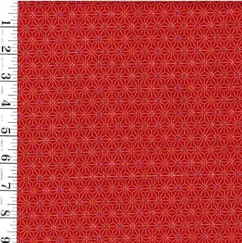 SALE - Japanese - Sevenberry Small Asanoha with Colorful Centers - SB-88227-D1-4 - Brick Red - SAVE 20% - By the Yard