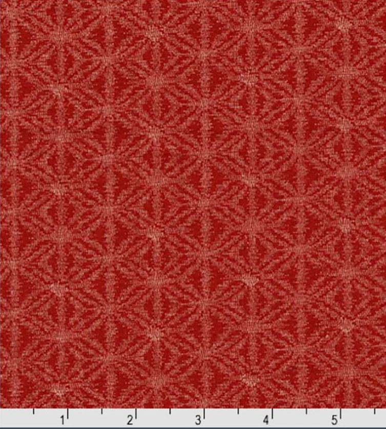 *Japanese - Sevenberry Kasuri Collection - Asanoha-like Motif - SB-88229D3-2 - Dark Brick Red