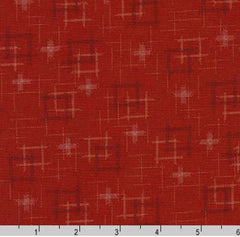 *Japanese - Sevenberry Kasuri Collection - Floating Squares & Crosses - SB-88229D1-3 - Dark Brick Red