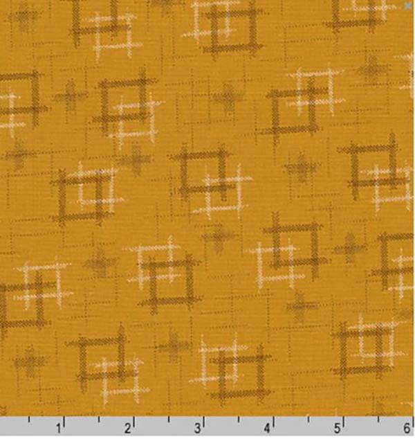 *Japanese - Sevenberry Kasuri Collection - Floating Squares & Crosses - SB-88229D1-2 - Dark Gold (Mustard)