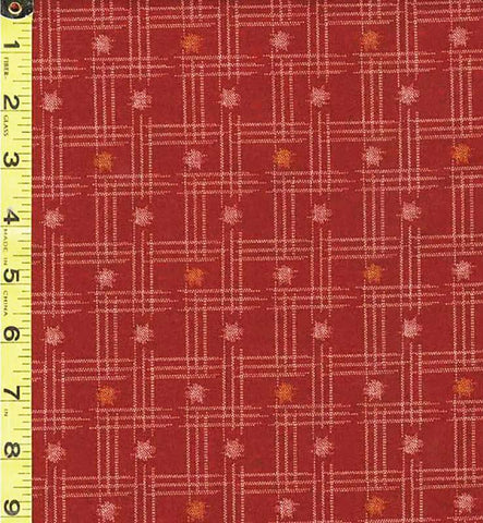 Japanese - Sevenberry Kasuri Collection - Dots & Woven Bars - SB-88222D5-2 - Dark Brick Red