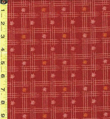 *Japanese - Sevenberry Kasuri Collection - Dots & Woven Bars - SB-88222D5-2 - Dark Brick Red