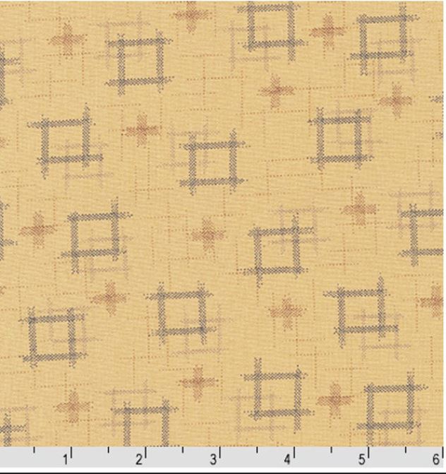 *Japanese - Sevenberry Kasuri Collection - Floating Squares & Crosses - SB-88229D1-1 - Natural (Tan)