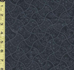 *Japanese - Sevenberry Japanese Weights with Floral Motifs - Indigo - Last 1 yard