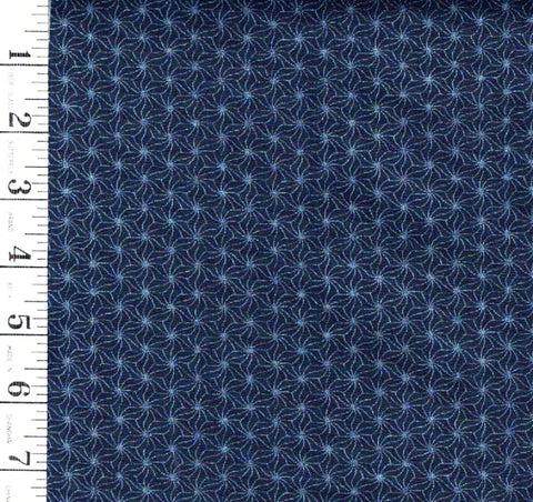 *Japanese - Sevenberry Small ( 1 inch) Tonal Asanoha - Navy - Last 1 yard - Piece 1