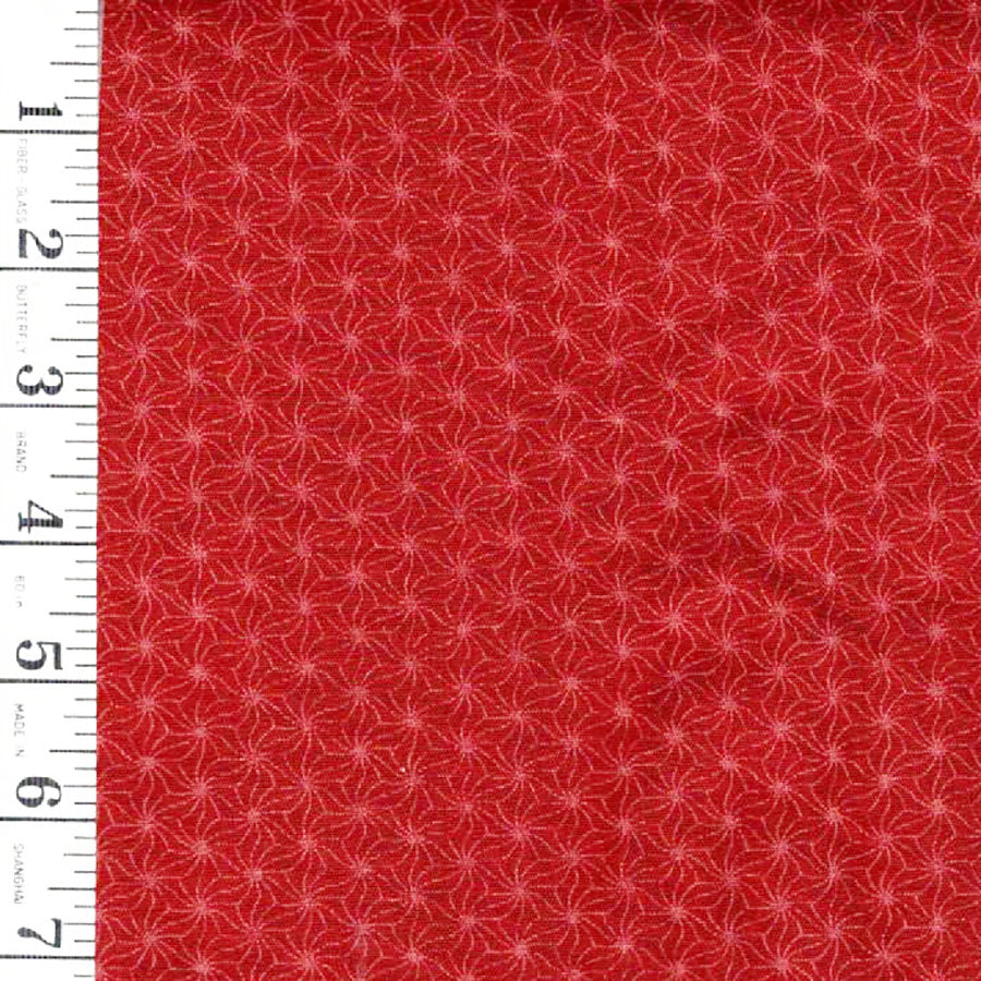 *Japanese - Sevenberry Small ( 1 inch) Tonal Asanoha - Brick Red - Last 1 yard - Piece 1