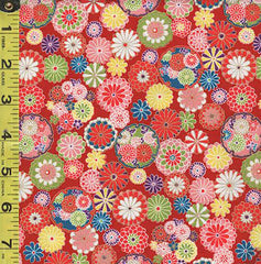 *Japanese - Senyo Small Floating Flowers & Floral Medallions - SK-7600-1D - Red